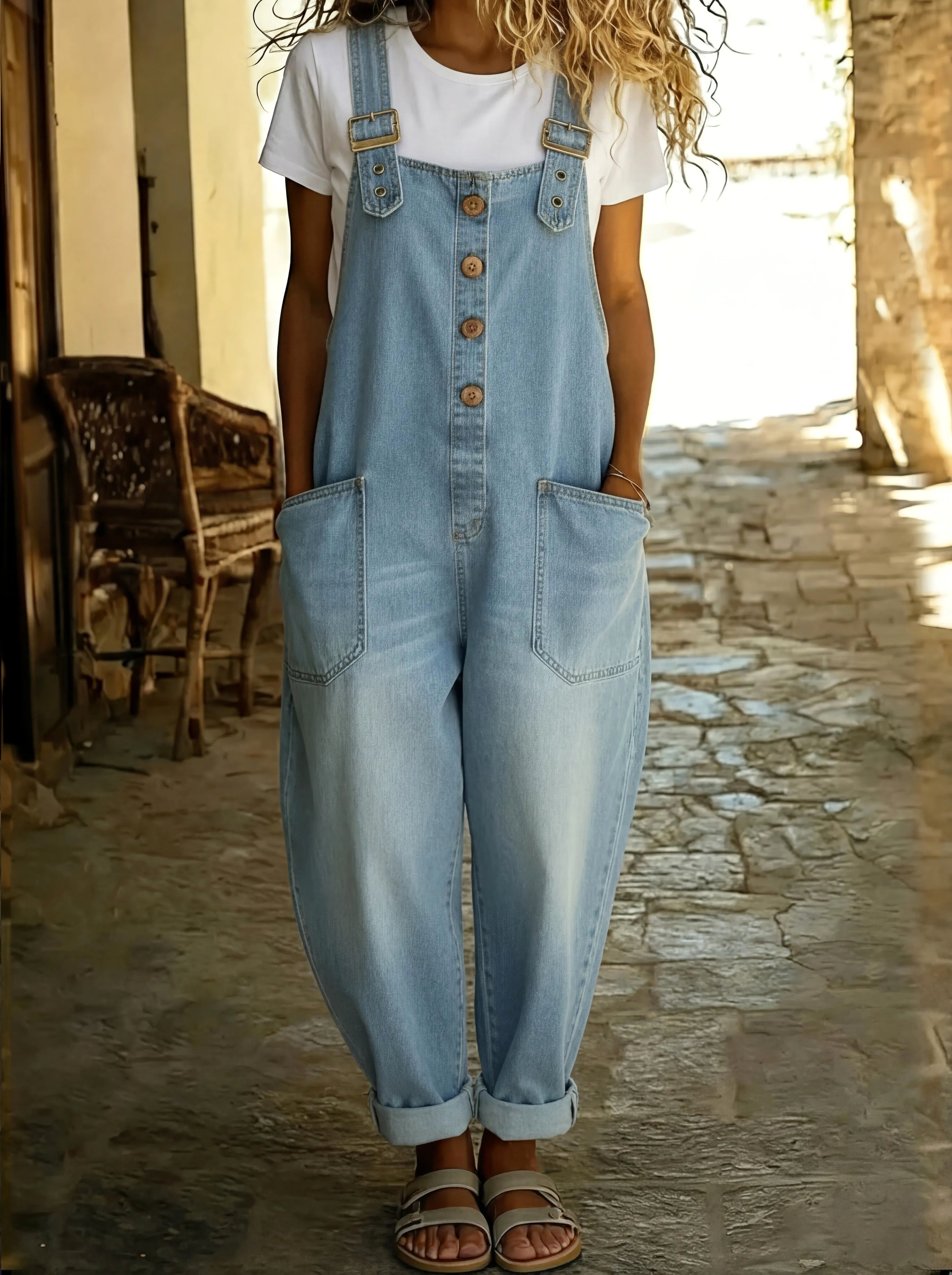 Juliette | Women's Denim Jumpsuit With Adjustable Straps - image 3