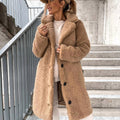 Juliette | Women's Oversized Teddy Long Coat, Soft Texture Autumn Coat | The Dress Cellar | Beige