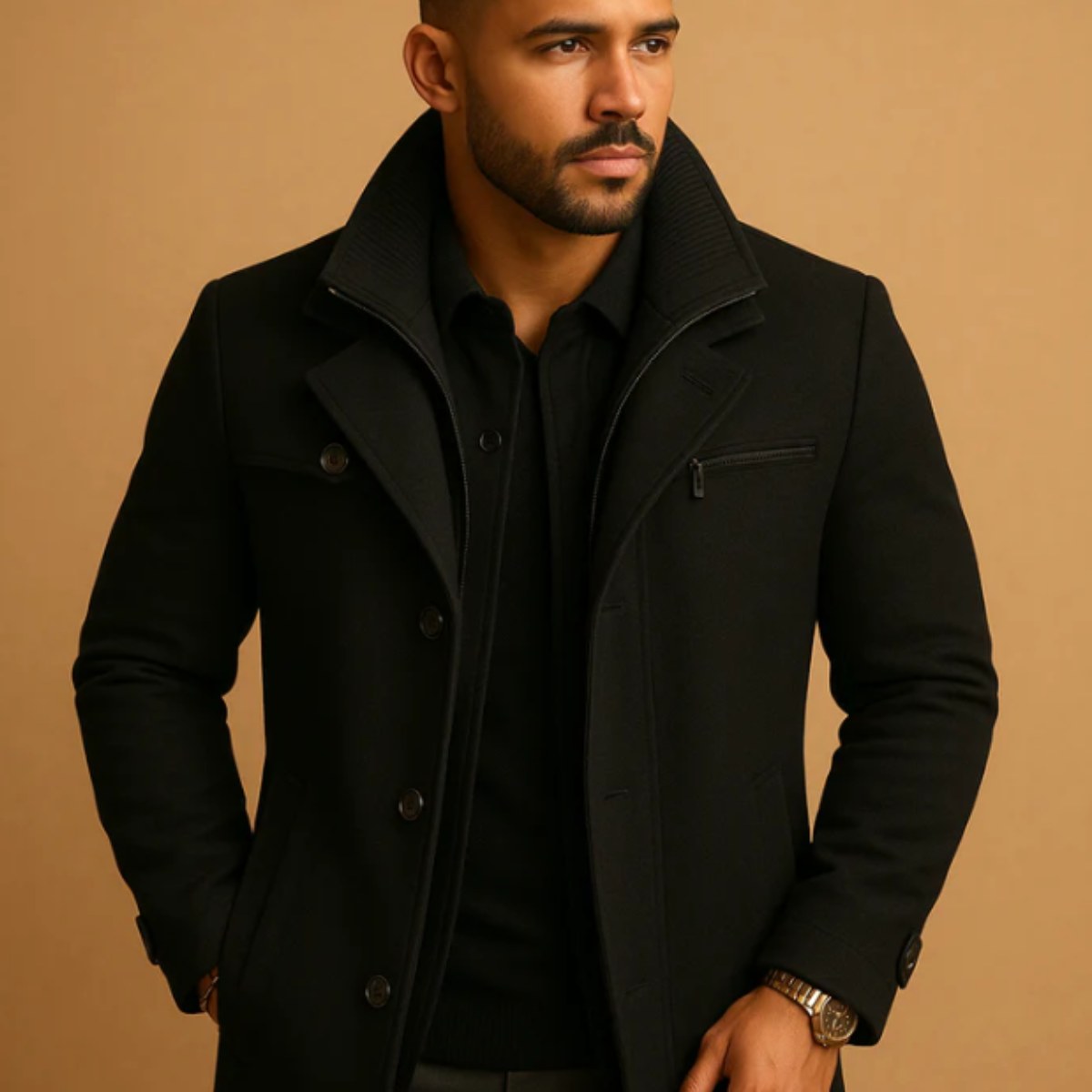 Justin | Men's Insulated Winter Coat with Adjustable Cuff, Warm Autumn Coat | The Dress Cellar | Brown