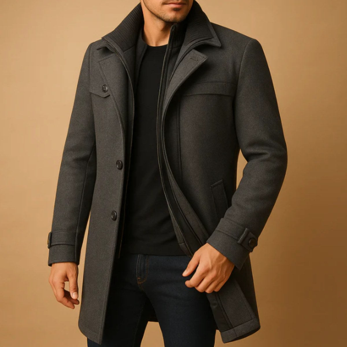Justin | Men's Insulated Winter Coat with Adjustable Cuff, Warm Autumn Coat | The Dress Cellar | Burgundy