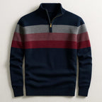 Justin | Men's Striped Cotton Jumper, Crew Neck Pullover | The Dress Cellar | Navy