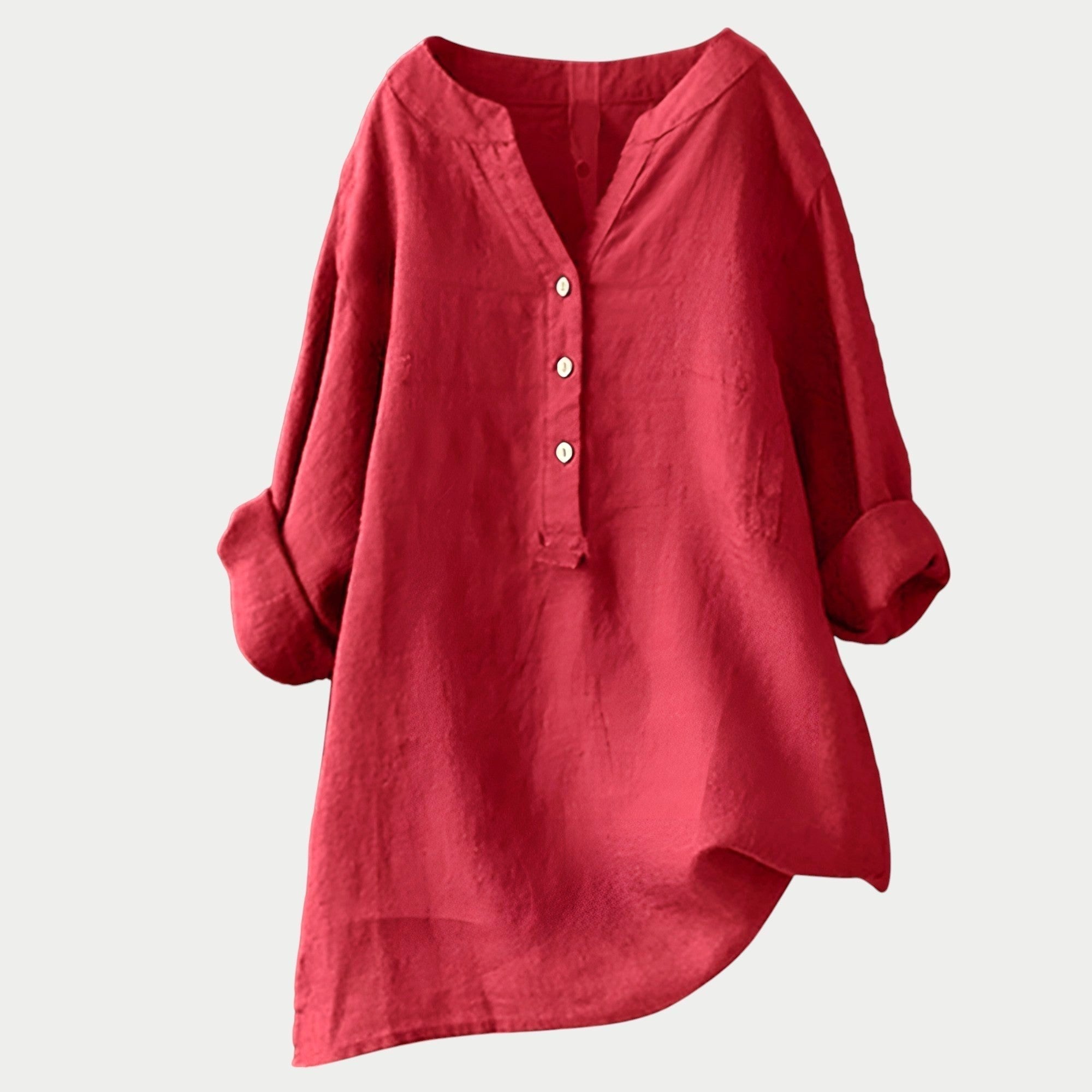 Karla | Women's Relaxed Button Tunic - Red