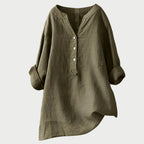 Karla | Women's Relaxed Button Tunic - Dark Grey