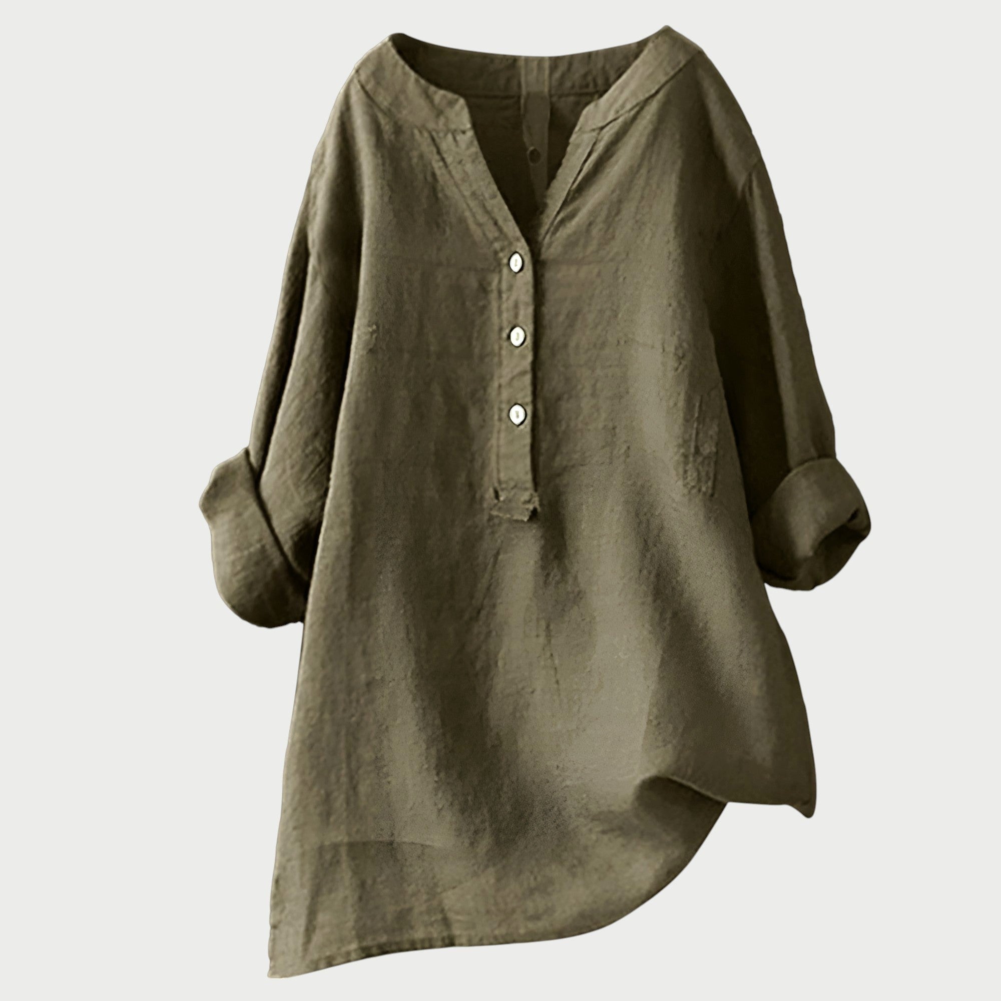 Karla | Women's Relaxed Button Tunic - Dark Grey