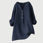 Karla | Women's Relaxed Button Tunic - Navy Blue