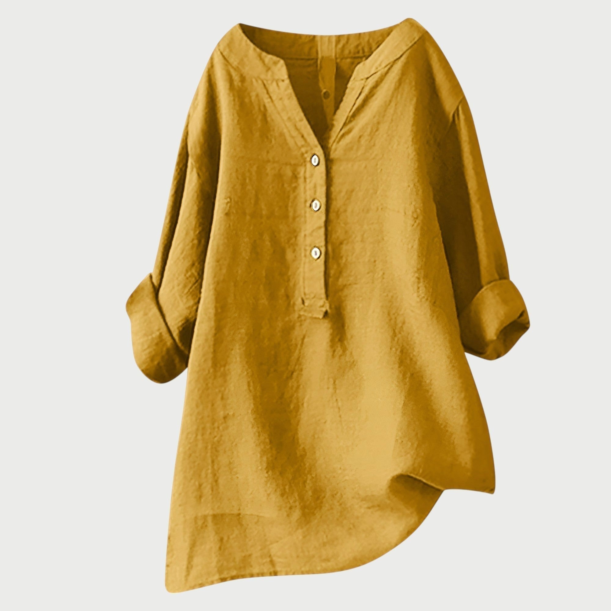 Karla | Women's Relaxed Button Tunic - Yellow