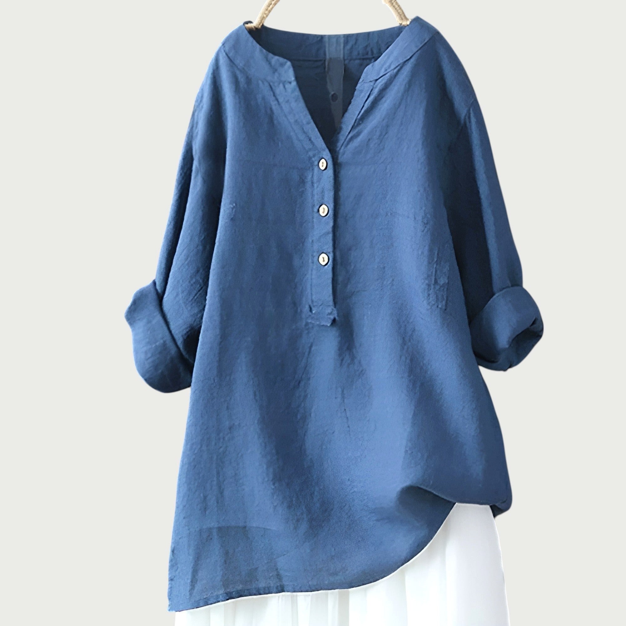 Karla | Women's Relaxed Button Tunic - Royal Blue