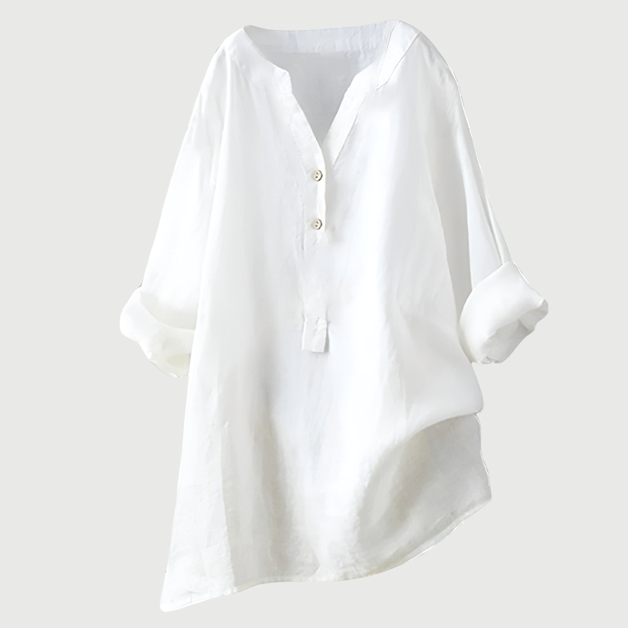 Karla | Women's Relaxed Button Tunic - Light Grey