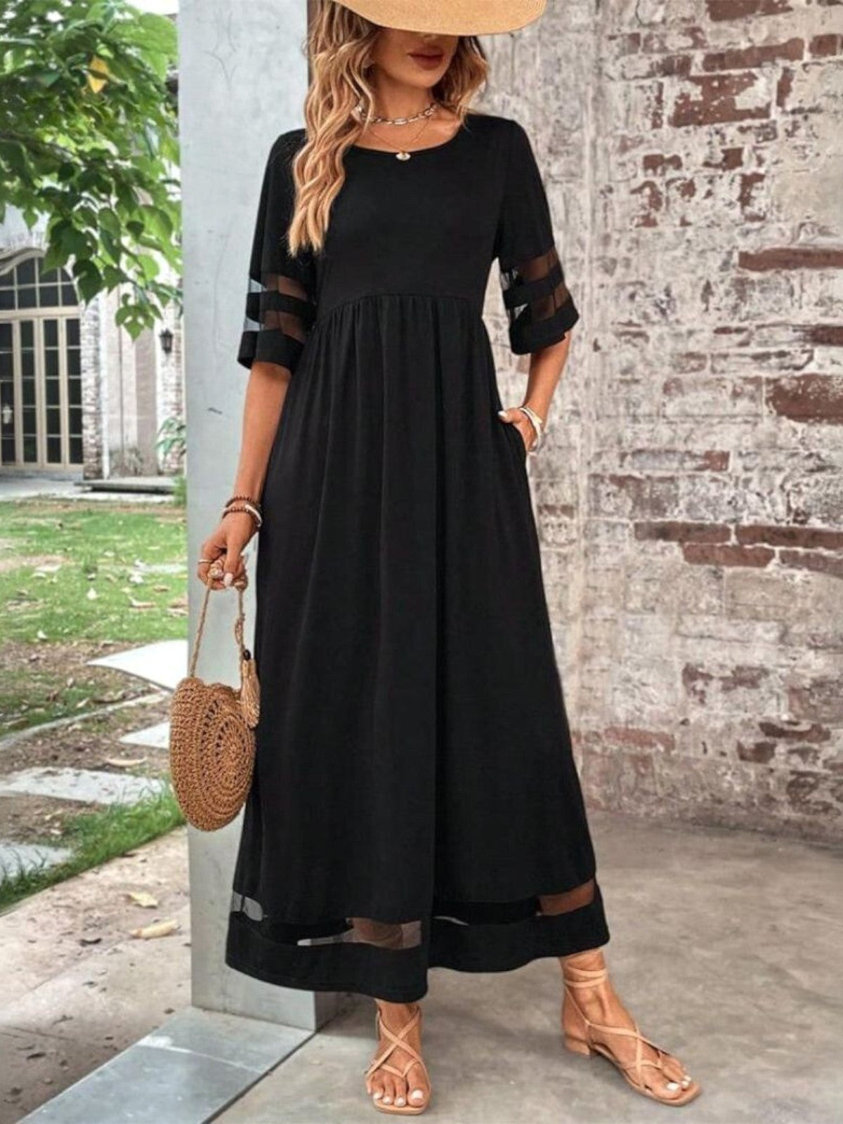 Kathryn | Women's Tummy Control Midi Dress - Black