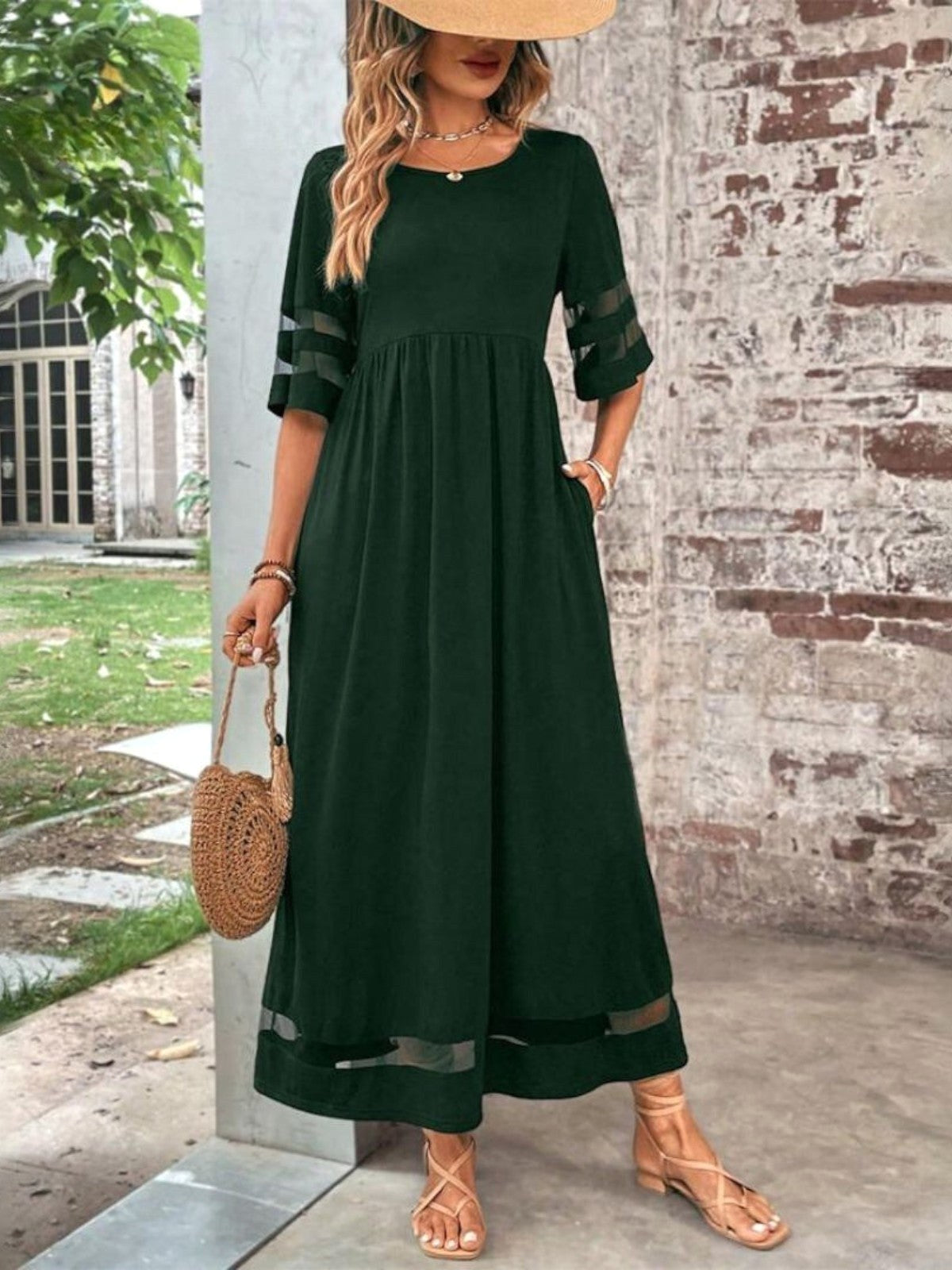 Kathryn | Women's Tummy Control Midi Dress - Green