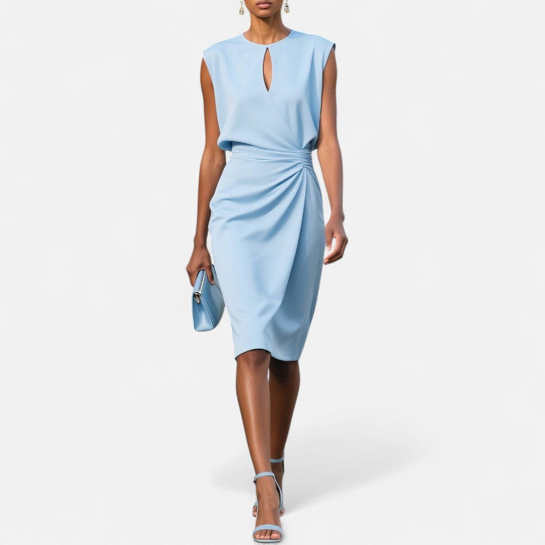 Kathy | Women's Elegant Midi Dress - Sky Blue