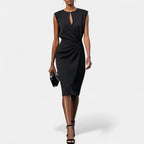 Kathy | Women's Elegant Midi Dress - Black