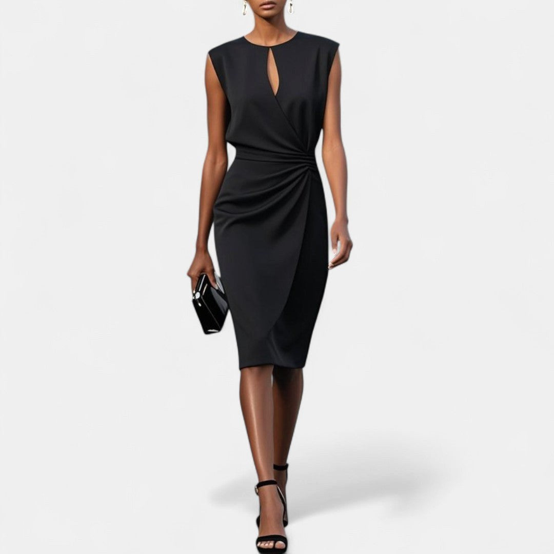 Kathy | Women's Elegant Midi Dress - Black