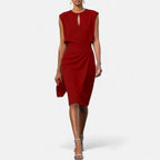 Kathy | Women's Elegant Midi Dress - Red
