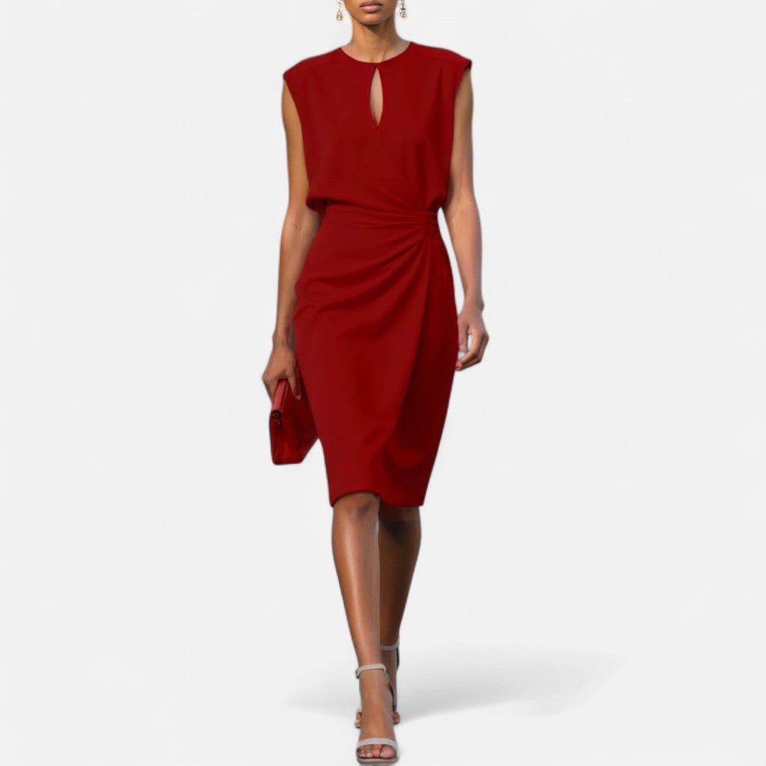 Kathy | Women's Elegant Midi Dress - Red