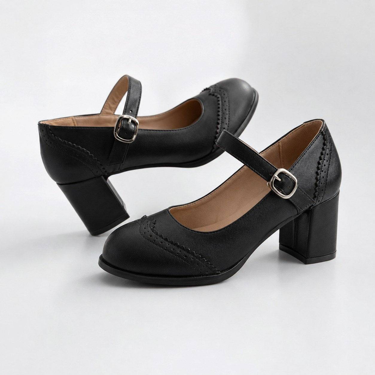 Kennedy | Women's Brogue Block Heel Mary Jane Shoes - image 3