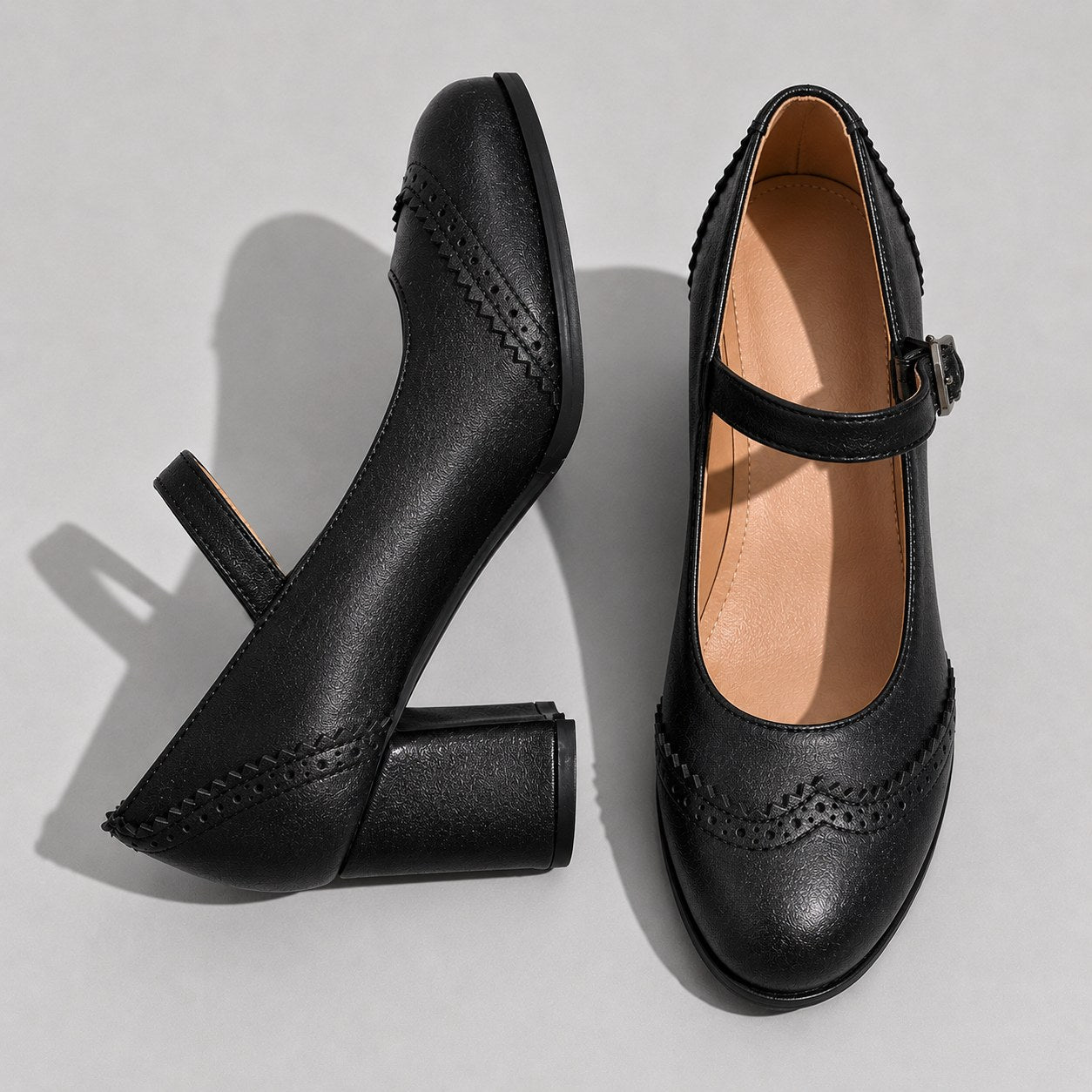Kennedy | Women's Brogue Block Heel Mary Jane Shoes - image 5