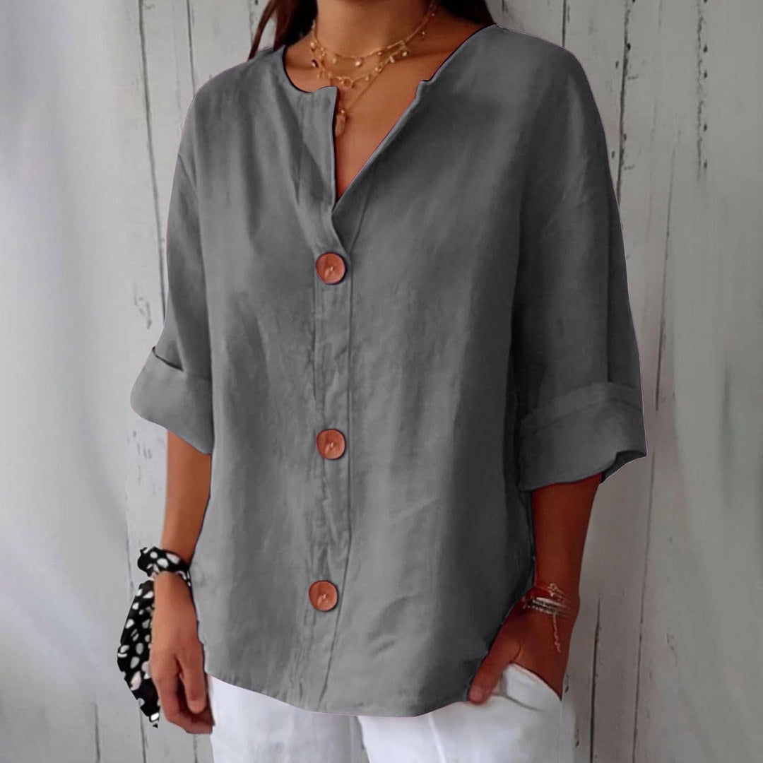 Kennedy | Women's Lightweight Linen Short Sleeve Blouse - image 2