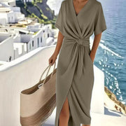 Kennedy | Women's Twist Waist V-Neck Midi Dress