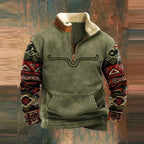 Kieran | Men's Fleece Quarter-Zip Western Pullover, Sherpa-Lined Jumper | The Dress Cellar