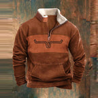 Kieran | Men's Fleece Quarter-Zip Western Pullover, Sherpa-Lined Jumper | The Dress Cellar