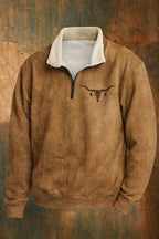 Kieran | Men's Fleece Quarter-Zip Western Pullover, Sherpa-Lined Jumper | The Dress Cellar