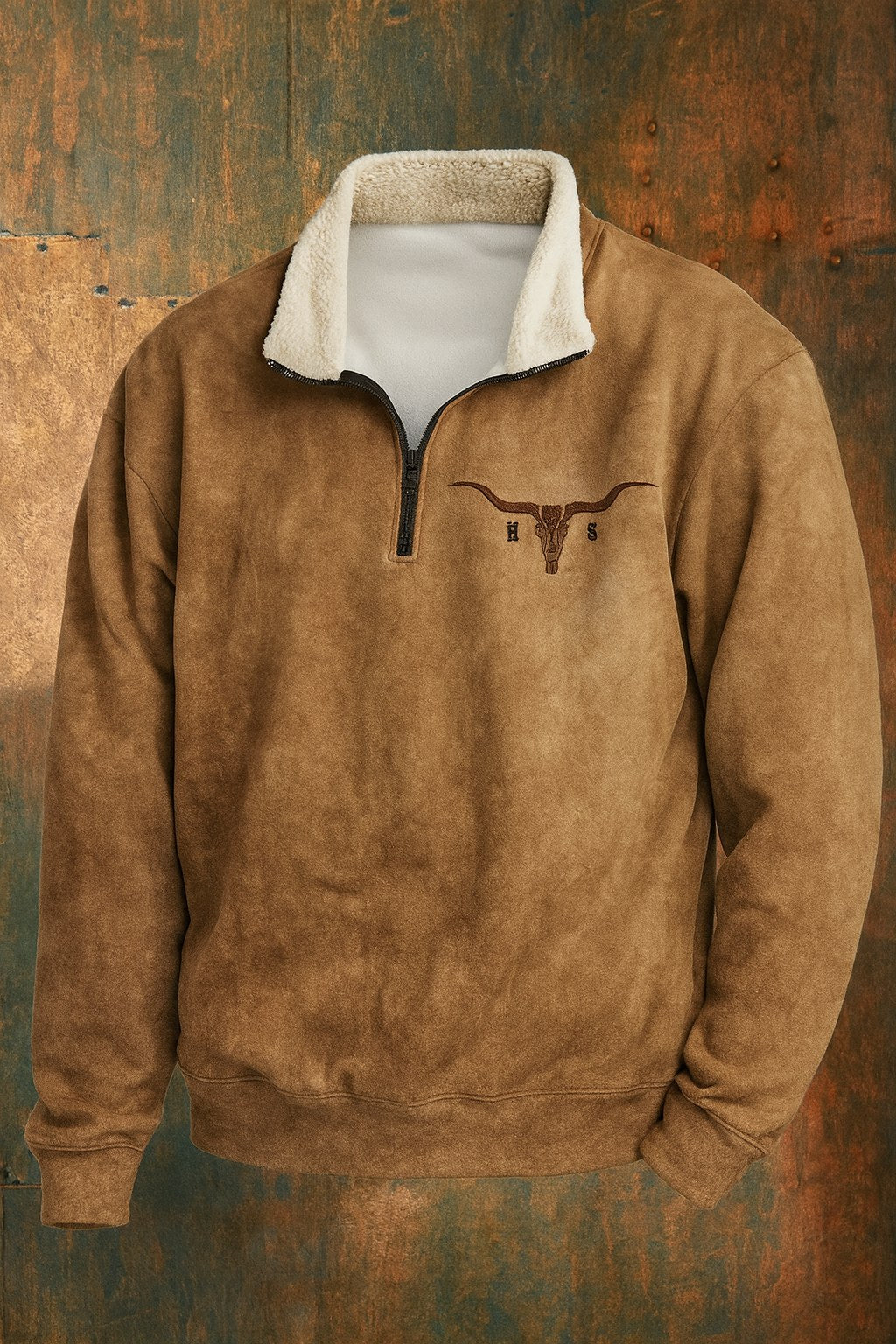Kieran | Men's Fleece Quarter-Zip Western Pullover, Sherpa-Lined Jumper | The Dress Cellar