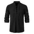 Conrad | Men's Linen Shirt with Neck-Tie Detail, Boho Linen Shirt | The Dress Cellar