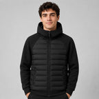 Kyle | Men's Hooded Down Jacket with Quilted Panels, Insulated Autumn Coat | The Dress Cellar | Black