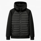 Kyle | Men's Hooded Down Jacket with Quilted Panels, Insulated Autumn Coat | The Dress Cellar