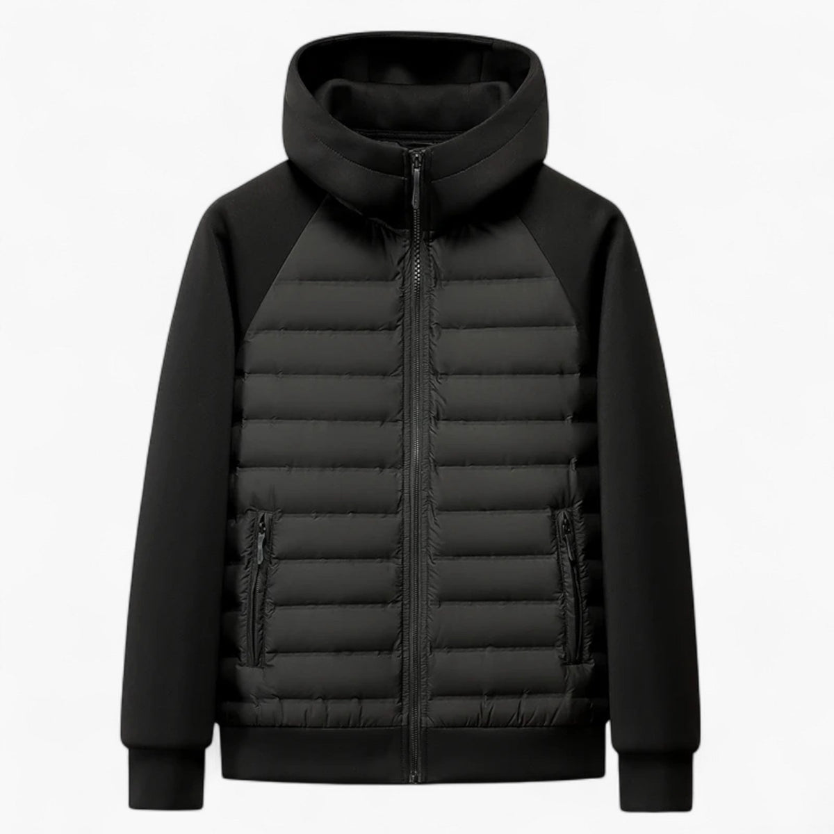 Kyle | Men's Hooded Down Jacket with Quilted Panels, Insulated Autumn Coat | The Dress Cellar