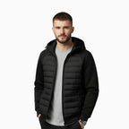 Kyle | Men's Hooded Down Jacket with Quilted Panels, Insulated Autumn Coat | The Dress Cellar