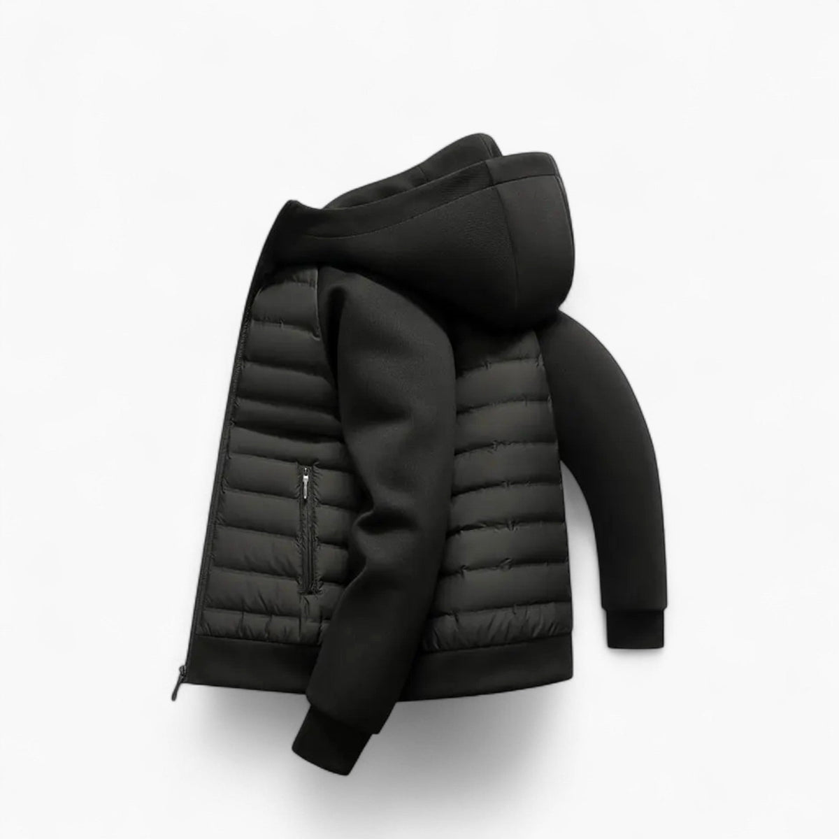 Kyle | Men's Hooded Down Jacket with Quilted Panels, Insulated Autumn Coat | The Dress Cellar