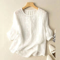 Lauren | Women's Floral Relaxed Blouse - White