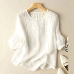 Lauren | Women's Floral Relaxed Blouse - White