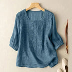 Lauren | Women's Floral Relaxed Blouse - Blue