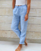 Lauren | Women's Stretchy Lightweight Pull-On Pants - Blue
