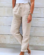 Lauren | Women's Stretchy Lightweight Pull-On Pants - Beige