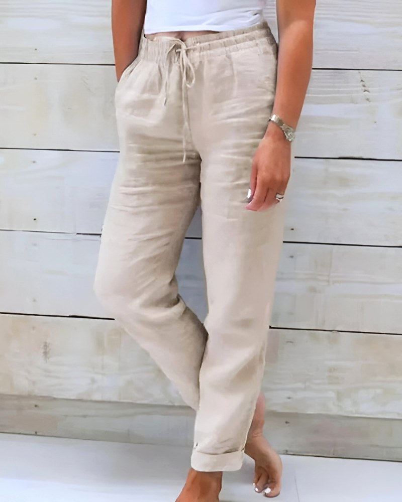 Lauren | Women's Stretchy Lightweight Pull-On Pants - Beige