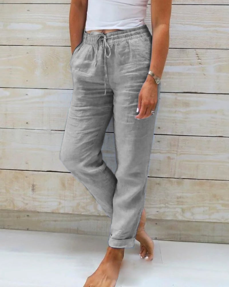 Lauren | Women's Stretchy Lightweight Pull-On Pants - Grey