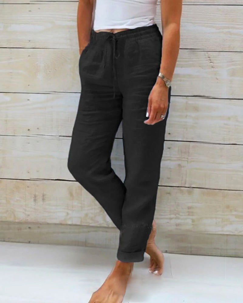 Lauren | Women's Stretchy Lightweight Pull-On Pants - Black