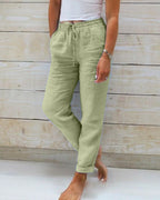 Lauren | Women's Stretchy Lightweight Pull-On Pants - Green