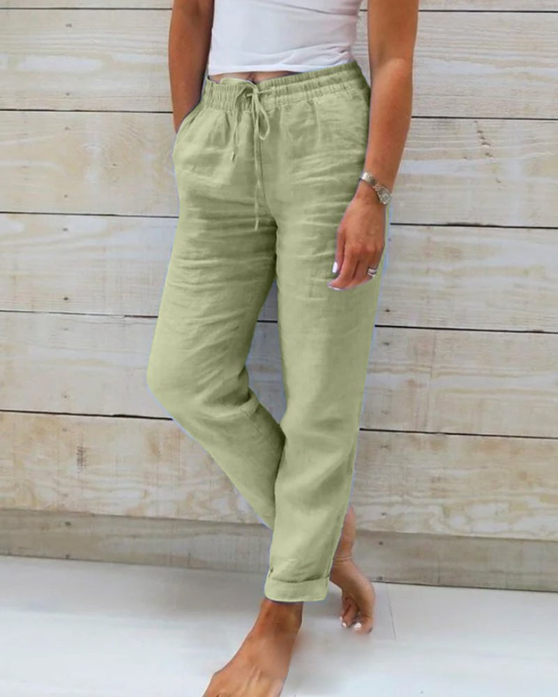 Lauren | Women's Stretchy Lightweight Pull-On Pants - Green