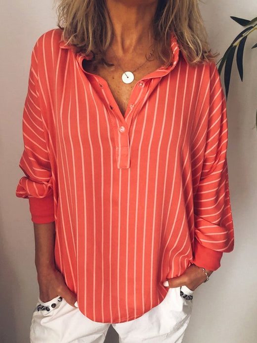 Lauren | Women's Striped Long Sleeve Button-Up Blouse - image 1