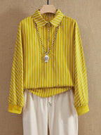 Lauren | Women's Striped Long Sleeve Button-Up Blouse - image 4