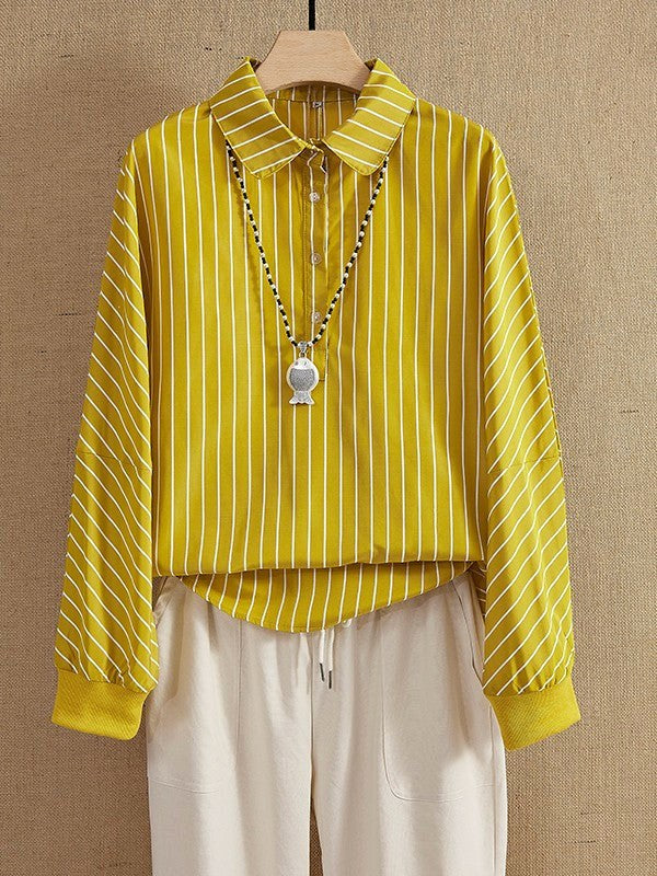 Lauren | Women's Striped Long Sleeve Button-Up Blouse - image 4