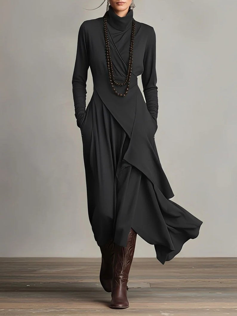 Finley | Women's High-Neck Maxi Dress, Flowing Occasion Dress | The Dress Cellar