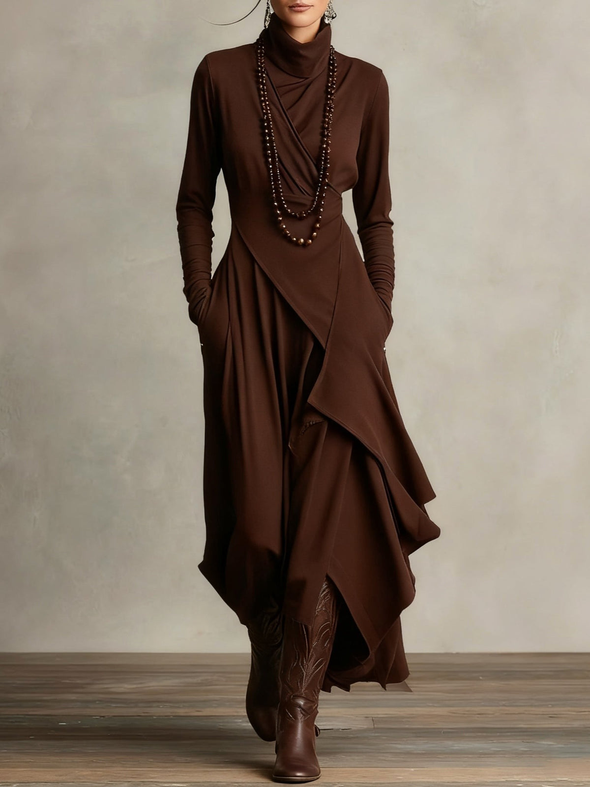Finley | Women's High-Neck Maxi Dress, Flowing Occasion Dress | The Dress Cellar