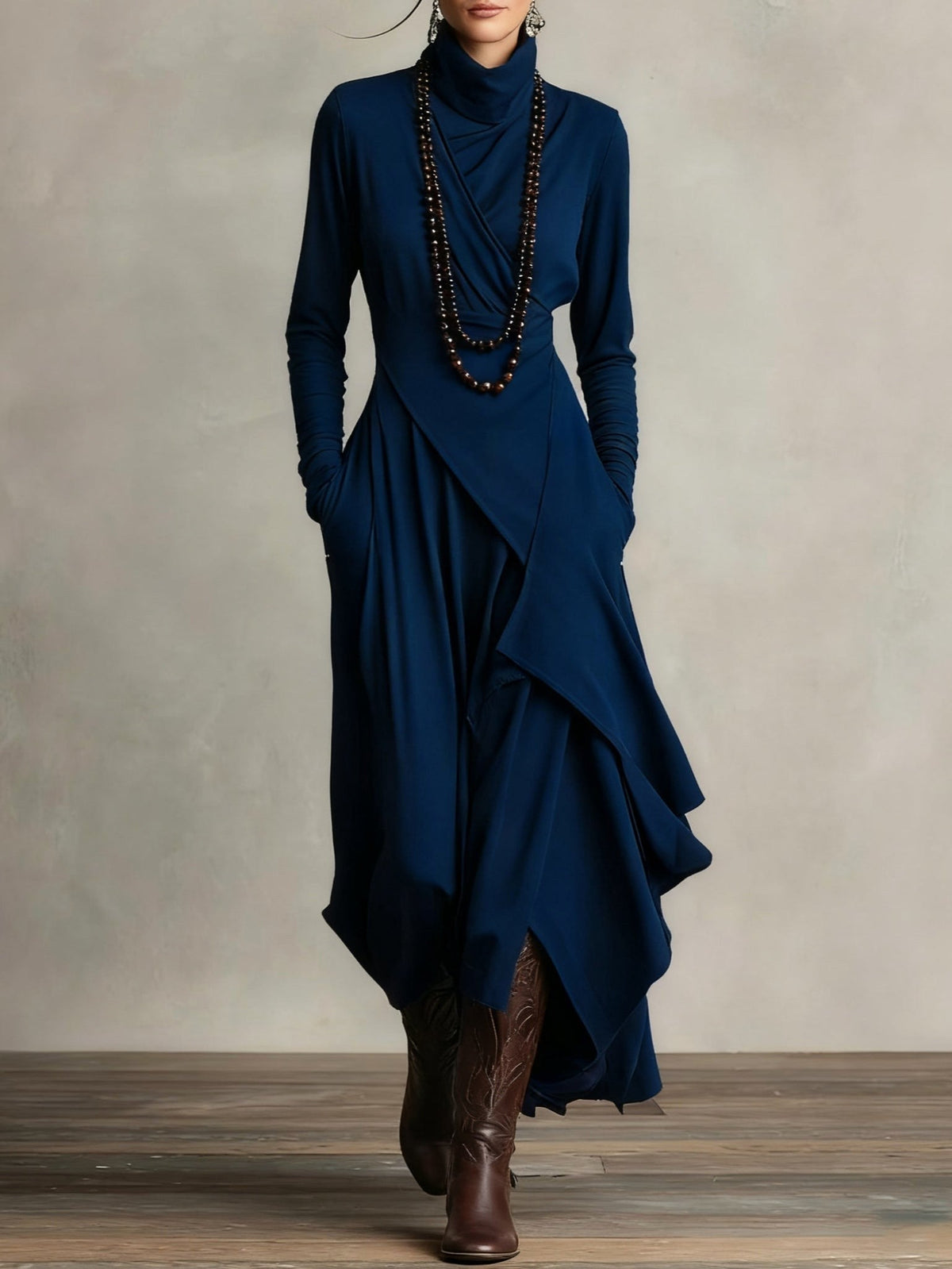 Finley | Women's High-Neck Maxi Dress, Flowing Occasion Dress | The Dress Cellar