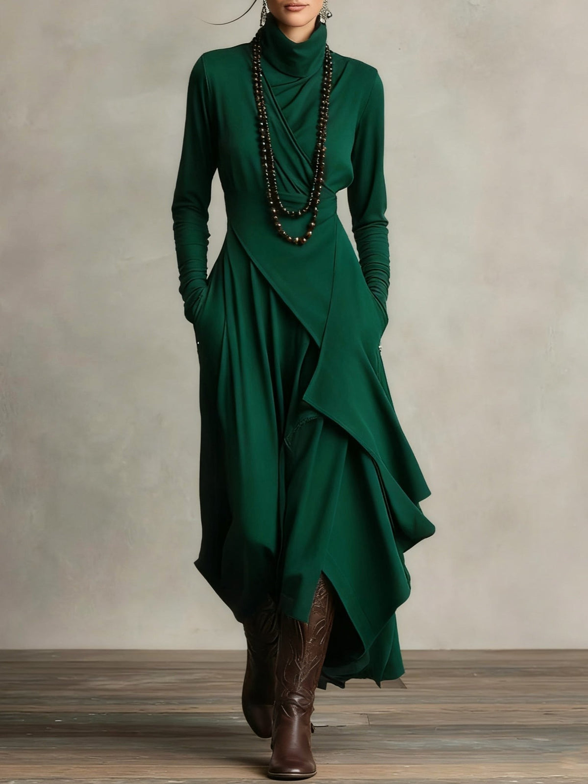 Finley | Women's High-Neck Maxi Dress, Flowing Occasion Dress | The Dress Cellar